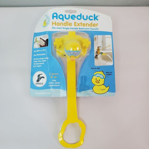 Aqueduck Handle Extender For Single Handle Bathroom Faucets Yellow Duck - Picture 2 of 8
